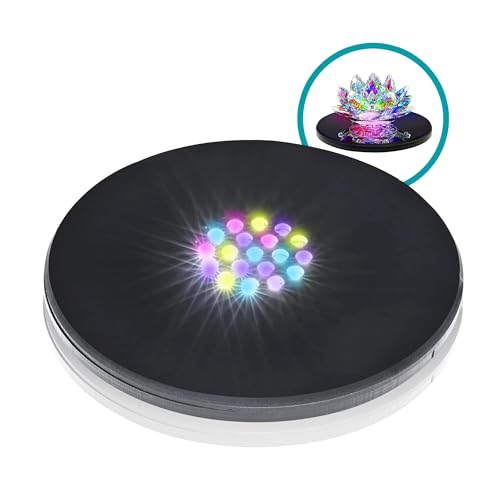 19 LED Color Changing Stand, Circular Illuminated Display Pedestal for 3D Crystal Glass Art, Light Base With AC/USB Plug, Lighted Acrylic Crystal Display Stand, Black - style: Color Changing Lights