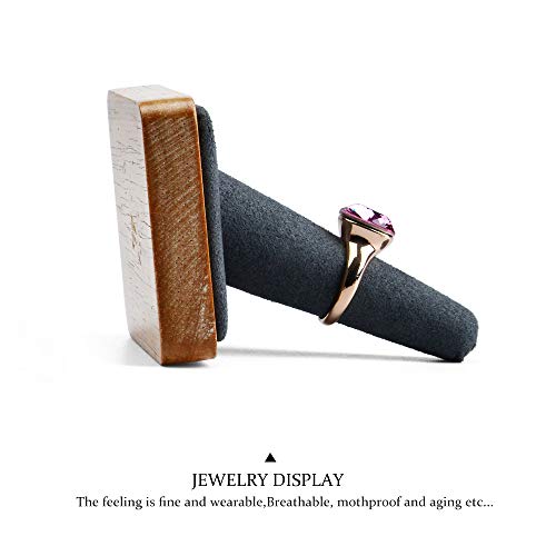 Oirlv Single Finger wooden ring display stand Jewelry Showcase Display Holder (Grey) - color: Grey