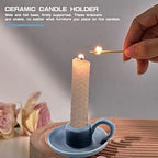 Set of 2 Ceramic Candle Holders，Taper Candle Holder with Handle Nordic Style Candle Burning Display Holder for Home Wedding Party Anniversary Housewarming Gifts （Blue） - color: Color 3