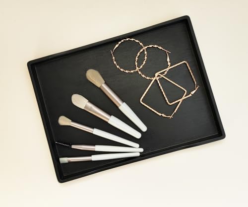 Small Black Serving Tray (9.5 x 7 inch) for Serving Accessory, Spa, Coffee, Drinks, Wine, Tea, Bar, Party, Seasoning, Perfume and Display Use. - color: Black-1 Tray, size: 9.5" x 7" x 0.8"