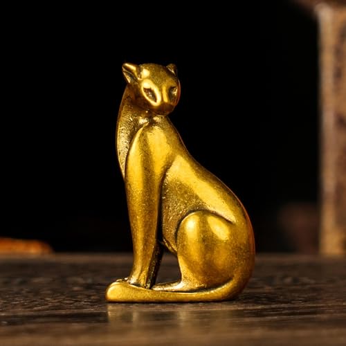 CHOVY Solid Brass Cougar Sculpture - Handcrafted Art Deco Animal Statue 100% Pure Brass, Mid-Century Modern Tabletop Decor, Vintage Collectible for Office Desk, Study & Big Cat Lover Gift - color: Cougar