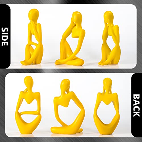 BMLCGJ Thinker Statue Gold Decor Abstract Art Sculpture, Golden Resin Collectible Figurines for Home Living Room Office Shelf Decoration,Great Gifts Ideas (Yellow) - color: Yellow
