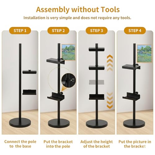 Adjustable Tabletop Easel Stand for Picture Frames, Picture Easels for Display, Gold Easel, Picture Frame Stand, Adjustable Art Easel.(18inch,Black) - color: Black, size: 18inch