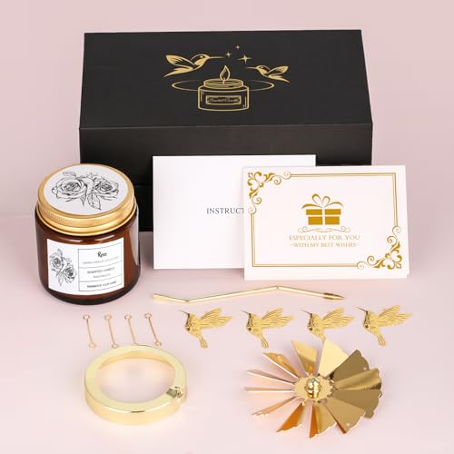Rotatable Rose Scented Candle Gifts, Hummingbird Gifts for Women - color: Rose-Hummingbird