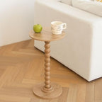 Fultyle Small Side Table, Drink Table for Small Spaces, Modern Martini Table with Solid Wood Leg, Round End Tables Living Room for Bedroom and Office (Rustic Walnut) - color: Rustic Walnut