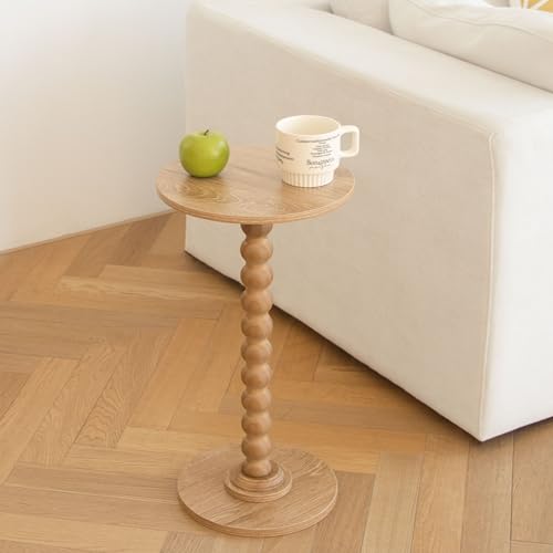 Fultyle Small Side Table, Drink Table for Small Spaces, Modern Martini Table with Solid Wood Leg, Round End Tables Living Room for Bedroom and Office (Rustic Walnut) - color: Rustic Walnut