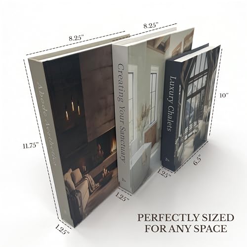 Array & Arrow Fake Decorative Books for Home Decor - Set of 3 Hardcover Faux Books for Storage, Modern, Stylish, and Minimalist Coffee Table Decor, Keepsake, Hidden Storage with Magnetic Closure