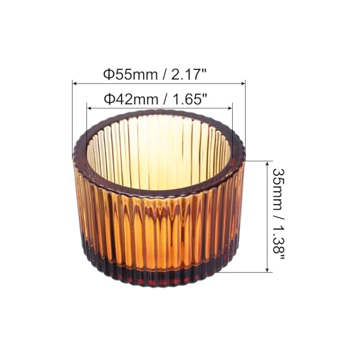 PATIKIL 4 Pcs Tealight Candle Holder, Tea Lights Candle Holder Glass Votive Candle Holders Glass Candle Holders for Table Centerpiece Decor Wedding Dinner Party, Brown - color: Brown