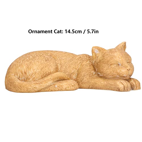 Hapivida Cat Garden Statue for Yard, Garden Memorial Stone Sleeping Cat Statue Decor Outdoor Resin Realistics Sculptures Decoration Gift - size: Yellow Cat