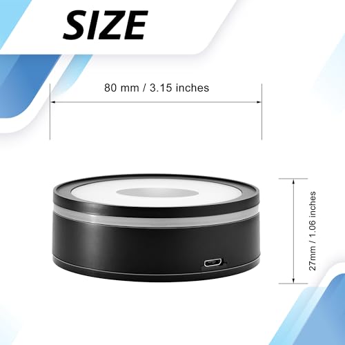 IFOLAINA LED Light Base Lighted Display Stand for Crystal 3D Photo Glass Art Tumbler RGB Multicolor Lighting Round Black Pedestal - Flat - size: Black-Flat