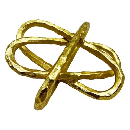 Pemberly Row Handmade Aluminum Abstract Sculpture, Gold Finish, 8x8x3 Inches, Decorative Modern Design for Living Room, Bedroom, or Office Decor - color: Gold