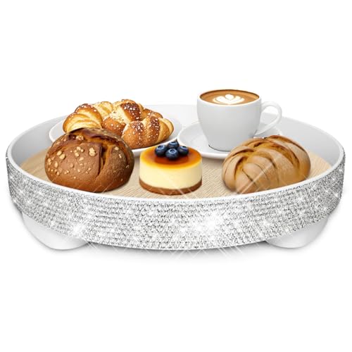 Bling Decorative Tray for Coffee Table，Glitter Round Tray Decor Coffee Table Decor Table Trays Decorative，Shiny Perfume Organizer Dresser Perfume Tray (Round - 12“) - size: 12" x 12" x 2.8"