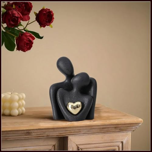 Home Decor Mini Couple Ceramic Statue Tv Stand Decor, Love Statue Couple Gifts for Her Romantic Gifts (Black, 3.15in) - color: Black, size: 3.15in
