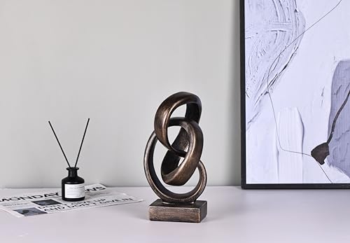 Modern Abstract Knot Sculpture, Artistic Mobius Inspired Resin Decor, Elegant Home and Office Decor, Perfect for Shelves, Desktops, and Mantles, Ideal Gift for Birthdays, Housewarmings (Bronze) - color: Bronze