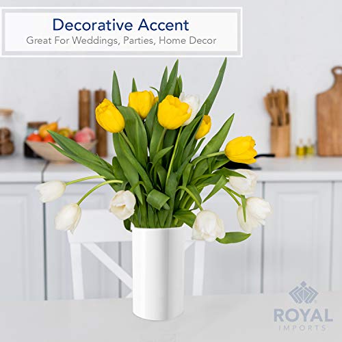 Royal Imports Flower Acrylic Vases Cylinders - Decorative Centerpiece Display for Home or Wedding - Non Breakable Plastic, 5X8 - White - size: 5"x8"