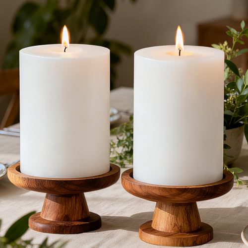 4x6 Inch White Pillar Candles, 2 Packs, 300-Hours Long Burning Time Totally, Unscented Large White Candles for Mantel Decor, Home Holiday Table Decor, Smokeless & Dripless - size: 4x6