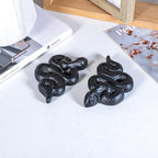 Nupuyai Hand Carved Sleeping Snake Statue for Home Decor, Natural Black Obsidian Crystal Figurine Stone Sculpture Decoration for Fengshui - style: Sleeping Snake