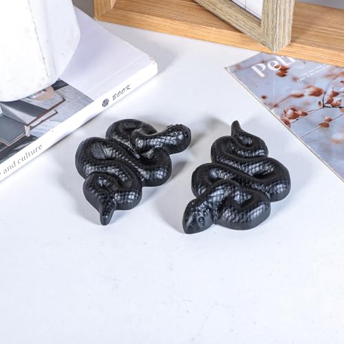 Nupuyai Hand Carved Sleeping Snake Statue for Home Decor, Natural Black Obsidian Crystal Figurine Stone Sculpture Decoration for Fengshui - style: Sleeping Snake