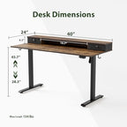Agilestic 40 x 24 Inches Height Adjustable Electric Standing Desk with 2 Drawers, Stand Up Electric Standing Desk Adjustable Height, Sit and Stand Computer Table with Splice Board, Rustic Brown - color: Rustic Brown, size: 40 x 24 Inches with 2 drawers