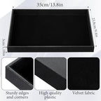 Velvet Jewelry Trays 4 Pcs Black Stackable Jewelry Organizer Trays for Earring Necklace Bracelet Ring Jewelries Storage Display Case - color: Black-4pcs