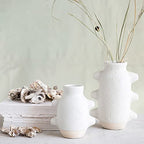 Creative Co-Op Abstract Stoneware Vase, White Volcano Finish, 9" H - size: 9" H