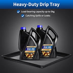 22.8'' x 21.6'' Oil Drain Pan,Drip Tray Oil Drip Pan for Under Car Plastic Oil Tray- Leak Proof Mini Fridge Drip Pan,Oil Drain Pans for Changing Oil,Oil Drip Pan for Under Car,Black(2 Pcs) - size: 22.8'' x 21.6'' x 1.2'', Plastic