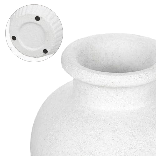 Rustic Ceramic Vase 11 Inch Farmhouse Pottery Clay Vase Distressed Flower Vases for Boho Home Decor Living Room Enterway Shelf Decor Pampas Grass - White - color: 11 Inch White