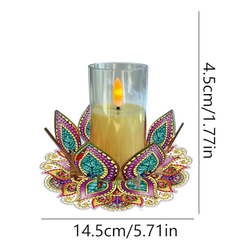 DIY Diamond Art Painting Candlestick Holders 5.71in Mandala Flower Shape Desk Candle Tray Tabletop Ornaments for Wedding Ramadan Party Home Table Centerpiece-Mandala02 - color: Mandala02