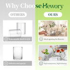 Hewory Small Bud Vases Set of 12: Clear Glass Vases for Flowers - Modern Bud Vase Bulk for Wedding Centerpieces Baby Shower Parties Rehearsal Dinner Table Decorations
