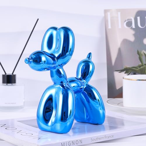 Blue Balloon Dog Decor - Animal, Shelf, Preppy Room, Cute Statue, Modern Sculpture, Gold Decorations, Small Figurines - color: Blue, size: 16.5*18.5*6.3inch