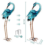 chisheen Crane Garden Statues, Metal Garden Crane Outdoor, Blue Heron Sculpture Metal Yard Art, Large Heron Decoy, Bird Statues, Lawn Ornaments for Backyard Pond Patio Porch Outside Decorations