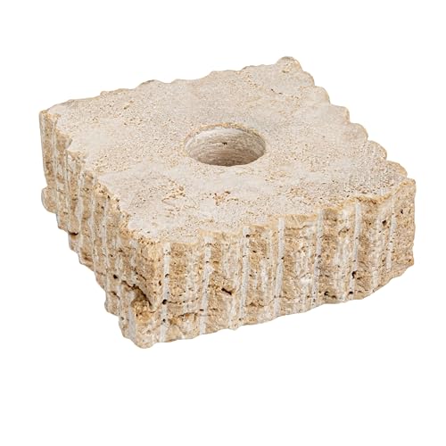 Bloomingville Decorative Marble and Travertine Candle Holder, White and Natural