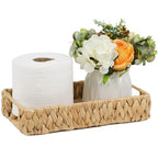 Bathroom Tray, 11 Inch Water Hyacinth Vanity Tray with Handle, Small Wicker Basket for Bathroom Toilet Tank Countertop, Wicker Bathroom Trays for Counter Decor - size: 11.1" x 7.1" x 2.2"