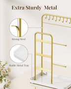pickpiff Jewelry Holder Stand: Jewelry Display for Necklace, Bracelet, Earring, Ring, White & Gold - color: Gold