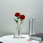 Crystal Flower Vase with Glacial Texture,Heavy Duty Large Clear Vase for Dining Table Kitchen Office Home Shelf Display Wedding Living Room Centerpieces - color: M-cv266a-m