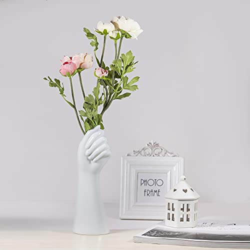 Human Body Ceramic Hand Vase, Arm Body Shaped Small Flower vase Modern Aesthetic Decorative White Ceramic vases for Home Living Room décor