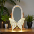 Dwelloria Gold Butterfly Sculpture Decor, Elegant Metal Look Butterfly Desktop ornaments, Modern White & Gold Butterfly Home Accent for Living Room, Bedroom, Entryway, Nature Inspired Decorative Ornament