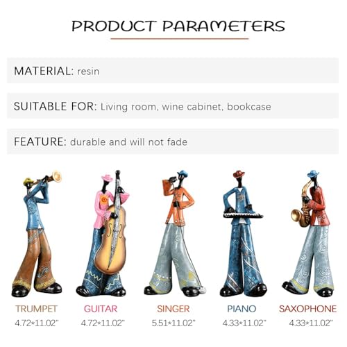 Vintage Jazz Band Decorative Sculpture,Western Band Sculpture,Creative Musician Decoration,Abstract Figure Ornaments,Suitable for Living Room,Wine Cooler,Bookshelf,entryway,etc.(Cellist) - color: Bass Player