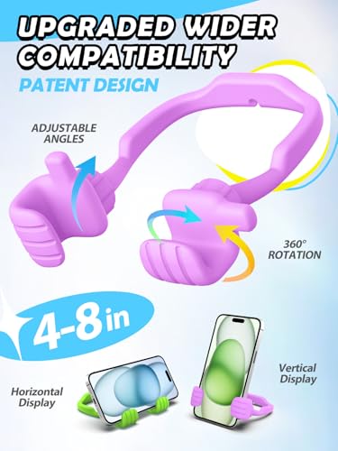 Gifts for Mothers Day Mom Wife Adults Cell Phone Stand - 2 Pack Thumbs Up Lazy Phone Holder for Desk Birthday Gifts for Kids Adults Women Men Stocking Stuffers (Bright Purple & Avocado Green, 2) - color: Bright Purple & Avocado Green, size: 2
