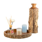 Irregular Shape Wood Trays, Natural Wooden Tray for Décor, Rustic Wooden Tray, Candle Holder Trays, Wood Tray for Home Décor, Size D(10.5") xH(1.2")