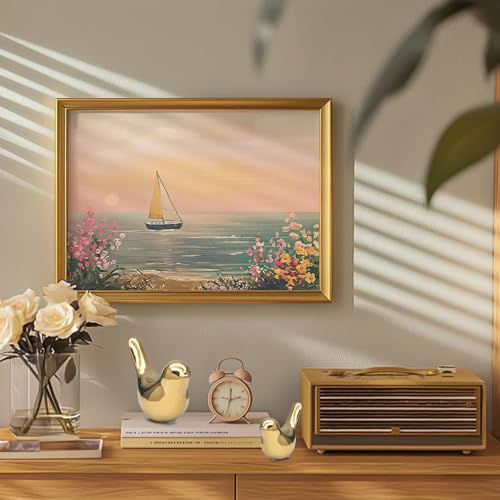 2 Pcs Modern Style Animal Statues, Decorative Gold Ornaments Birds Statues, Ceramic Decor for Office Desktop, Bookshelf, Bedroom, Living Room, Cabinets - color: Gold
