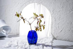 Barski - Handmade Glass - Oval Shaped vase - Cobalt - 8.5 "H (8.5 Inches High) Made in Europe