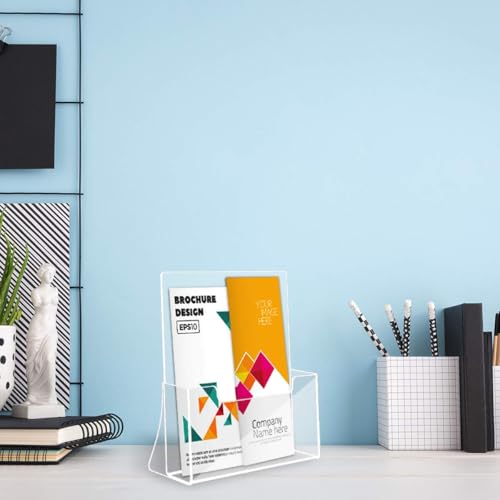NIUBEE Acrylic Brochure Holder 8.5 x 11 inches 2 Pack, Clear Acrylic Literature Holder Plastic Flyer Display Stand, Acrylic Countertop Organizer for Magazine, Pamphlet, Booklets, Menu, Journals - size: 8.5" x 11", style: 2 Pack