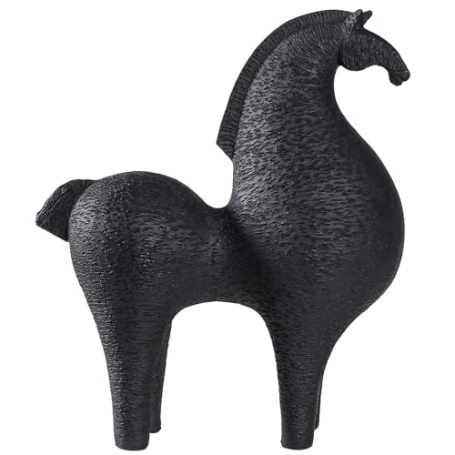 Modern Abstract Horse Sculpture, Black Matte Resin Decor 8.66" Tall, Office & Living Room Accent，Home Decor,Abstract Art Office Room Decor,Unique Horse Figurines for Living Room Shelf Decor Accen