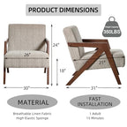 INZOY Mid Century Modern Accent Chair with Wood Frame, Upholstered Reading Armchair with Soft Linen Fabric, Accent Chair for Living Room Bedroom Apartment, Easy Assembly, Brown - color: Chenille Brown
