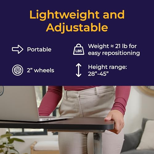Drive Medical Overbed Table with Wheels - Secure Height Adjustment for Comfort - Non Tilt Surface - Smooth Rolling Design - Home & Hospital Use - Woodgrain Laminate Top - Silver Vein - color: Silver Vein