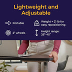 Drive Medical Overbed Table with Wheels - Secure Height Adjustment for Comfort - Non Tilt Surface - Smooth Rolling Design - Home & Hospital Use - Woodgrain Laminate Top - Silver Vein - color: Silver Vein