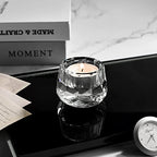 Crystal Votive Tealight Candle Holders Home Decorations for Christmas Wedding Table 2.5" Diameter x 1.8" High Set of 2