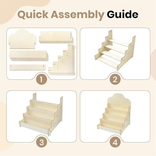 2 Pack 4-Tier Wooden Greeting Card Display Stand, Card Rack for Stickers, Postcards, Photos, Stationery, Small Products, Home Office Decor & Organizer, Lightweight for Vendor Booths, Craft Fairs