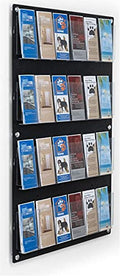 Displays2go Wall Pamphlet Display, Acrylic, 12/24 Adjustable Slots, Aluminum Standoffs - Black (2RP12BLK) - color: Black, size: 12 Pockets